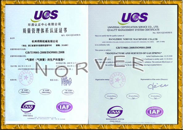 China HANGZHOU NORVEE MACHINERY CO.,LTD Certificações